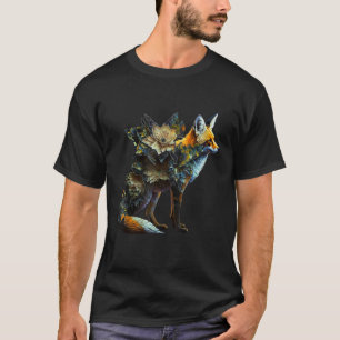 T-shirt Fox Imaginaire Fleurs Art Abstrait Animal Fox