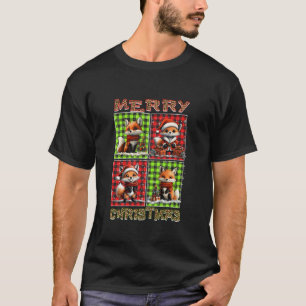 T-shirt Fox Leopard Buffalo Plaid Animaux Amour Merry Chri