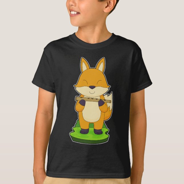 T-shirt Fox Musicien Flute Musique (Devant)