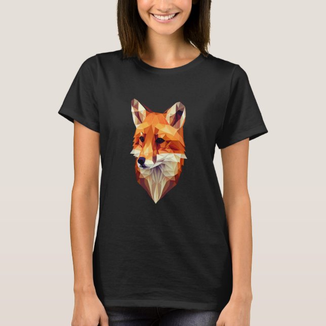 T-shirt Fox Polygon Wild Animal Wildlife Zookeeper Geometr (Devant)