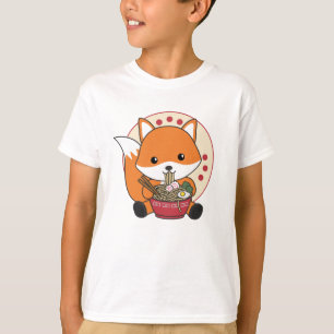 T-shirt Fox Propulsé Par Ramen Cute Kawaii Foxes