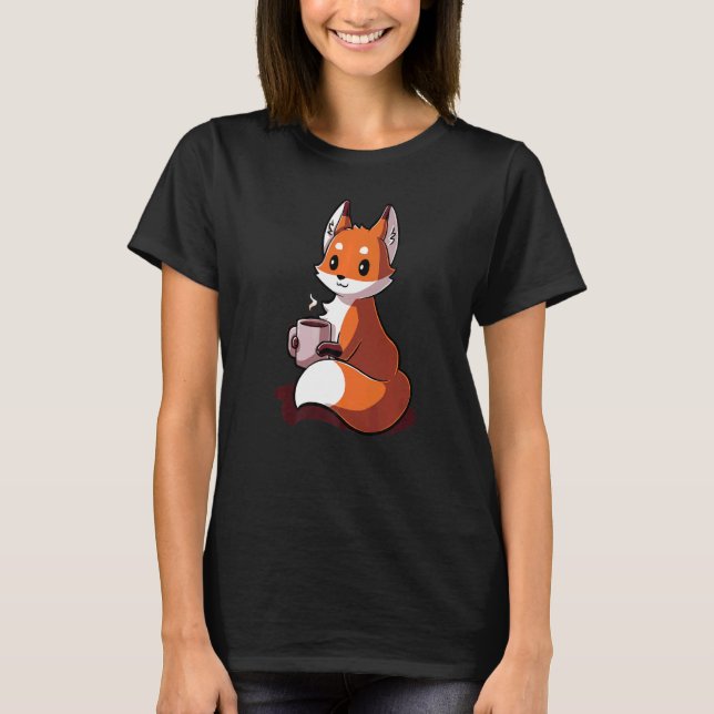 T-shirt Fox Quote  Drinking Coffee Cool  Fox (Devant)