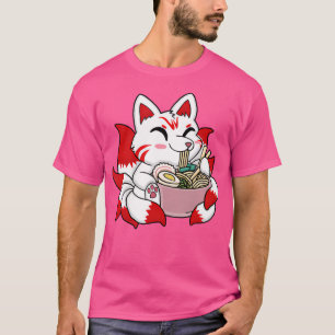 T-shirt Fox Ramen nouilles japonaises mignonnes Kawaii Ani