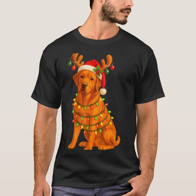 T-shirt Fox Red Lab Christmas Tree Light Pajama Labrador D (Devant)