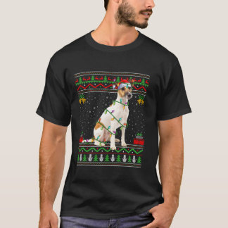 T-shirt Fox Terrier Chien Lumières de Noël Père Noël Ugly