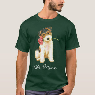 T-shirt Fox Terrier rose de fil de Valentine
