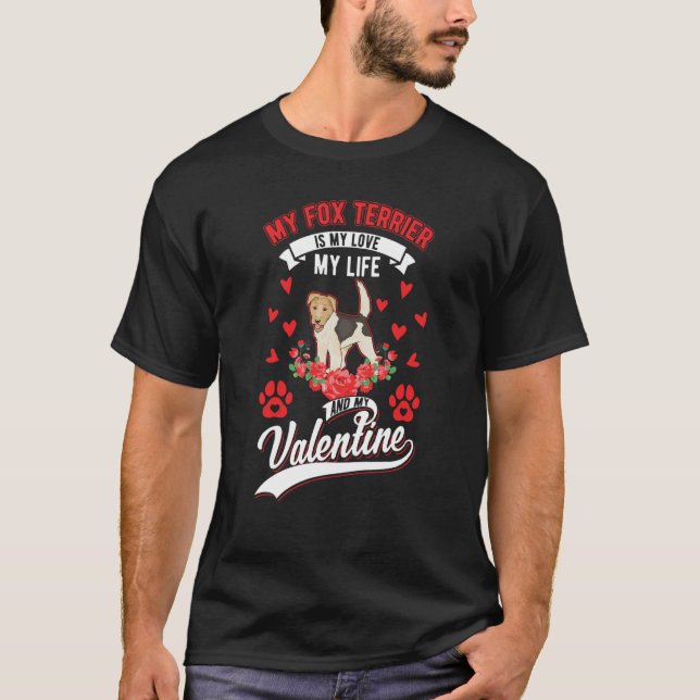 T-shirt Fox Terrier Valentine's Day Wire Fox Terrier (Devant)