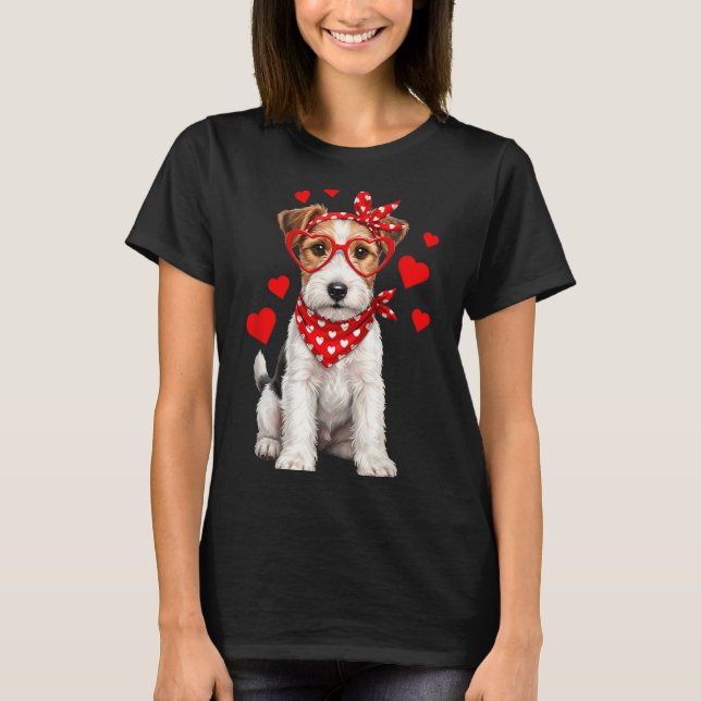 T-shirt Fox Terrier Valentines Day Wirehaired Dog Lover He (Devant)