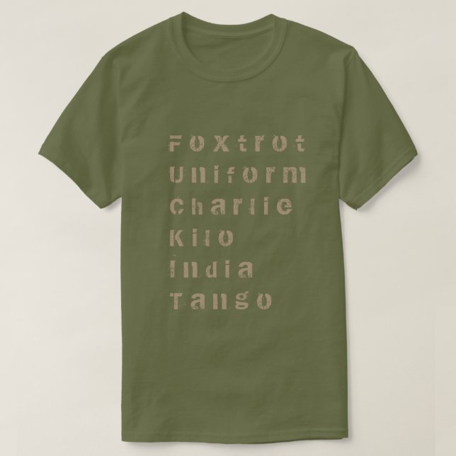 T-shirt Foxtrot, uniforme, Charlie, kilo, India, tango T-S (Design devant)