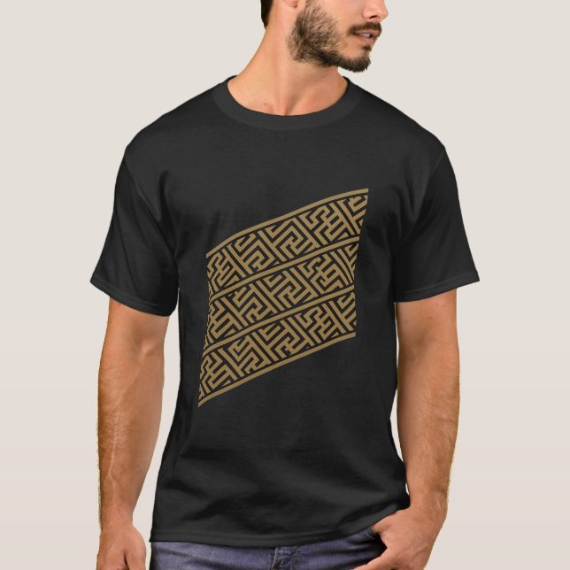 T-shirt Fractal Layers of Life – Gold Geometric Diagonal (Devant)