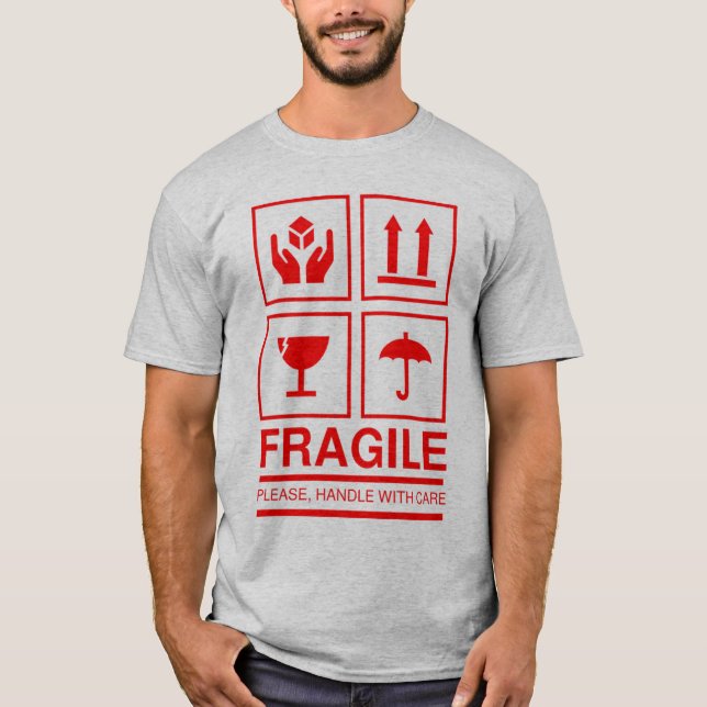 T-shirt Fragile manipulez avec le symbole de soin (Devant)