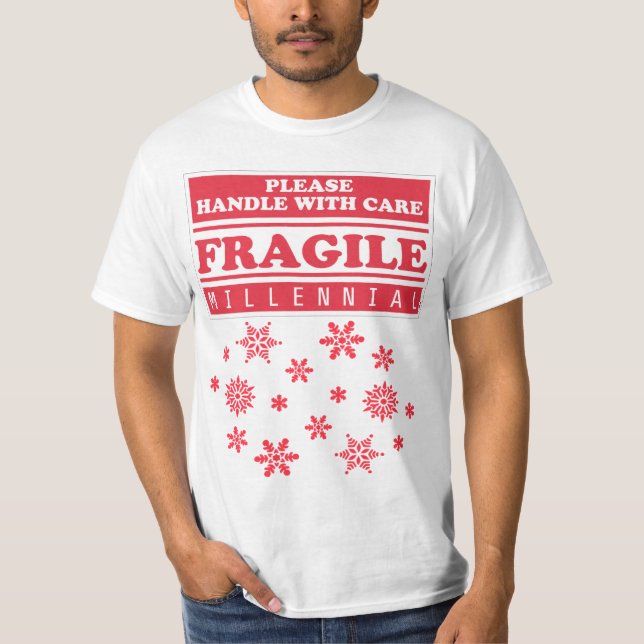 T-shirt Fragile Millennial, Manipulez Avec Soin Les Flamme (Devant)