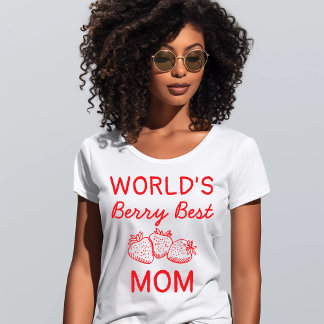 T-shirt Fraise rouge dessinée à la main Meilleure maman Fê
