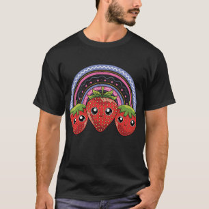 T-shirt Fraises arc-en-ciel Paille de fruits de baies roug