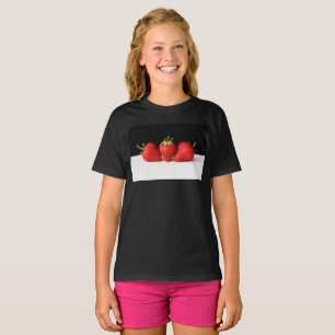 T-shirt Fraises Sur Noir Sur Blanc Gccnm
