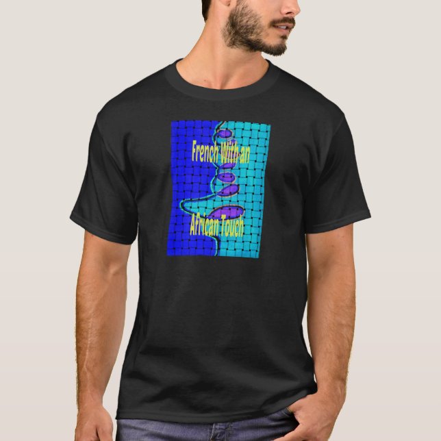T-shirt Français Bleu Africain Tissé Abstrait violet forme (Devant)
