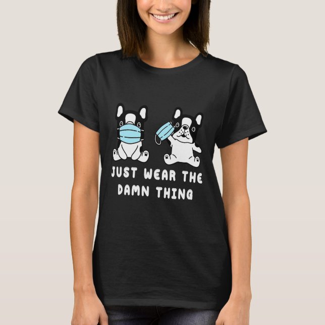 T-shirt Français Français Chie Chien Masque Visage (Devant)