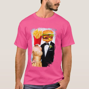 T-shirt Français Fries Hamburger Love Fast Food Funny Coup