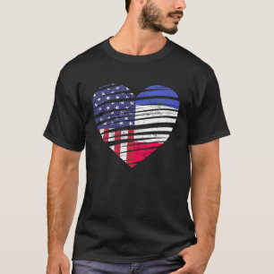 T-shirt France American Grown Heart USA Patriot Mois du pa