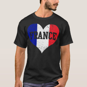 T-shirt France Drapeau Français Amour du Coeur