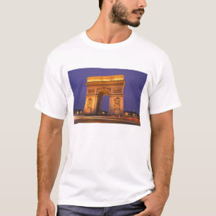 T-shirt France, Paris, Arc de Triomphe au crépuscule.
