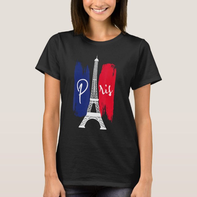 T-shirt France Paris Eiffel Tower  French flag (Devant)