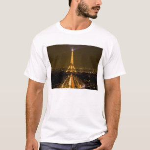 T-shirt France, Paris. Vue nocturne de la Tour Eiffel