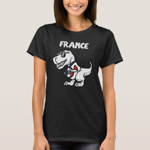 T-shirt France Trex Dino Drapeau Français Foot Fan Garçons