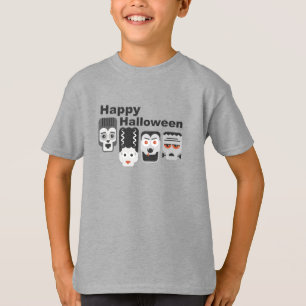 T-shirt Frankenstein et amis éffrayants - noir, blanc et