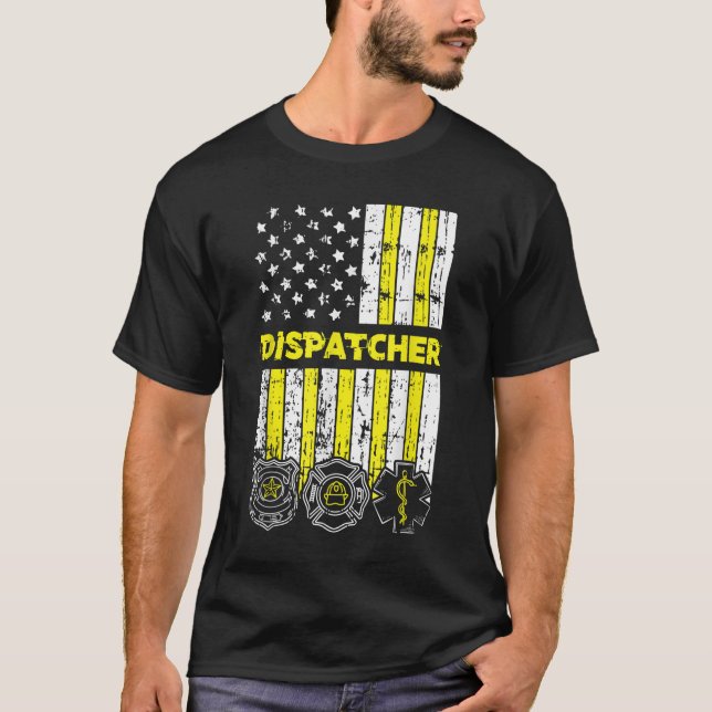T-shirt Frapeau américain 911 Police de l'expéditeur (Devant)