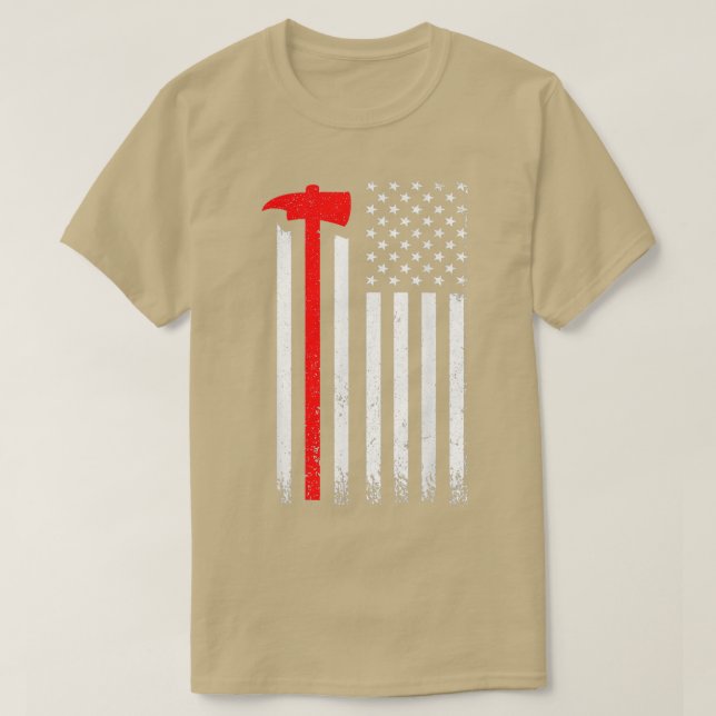 T-shirt Frapeau américain Ax pompier Patriot Pompier (Design devant)