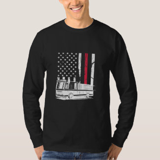 T-shirt Frapeau américain pompier léger ligne rouge pompie