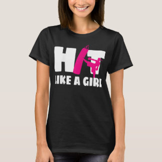 T-shirt Frappe Comme Une Fille Arts Martiaux Kickboxer Kic
