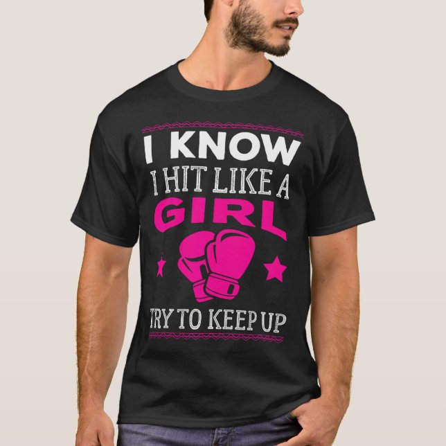 T-shirt Frappe Comme Une Fille Drôle Boxe Cadeau Femme (Devant)