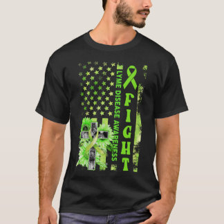 T-shirt Frappe USA Drapeau Tournesol Christian Lyme Maladi