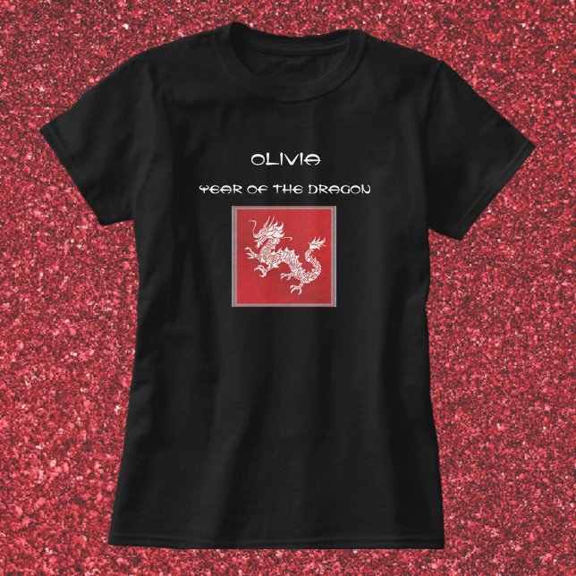 T-shirt Frapper l'année rouge et blanche du dragon (Créateur téléchargé)