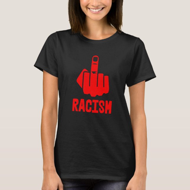 T-shirt Frapper Racisme Moyen Doigt Rouge (Devant)