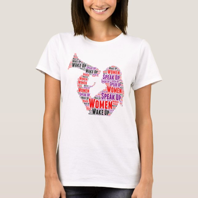 T - Shirt Frauen Weckte Rot auf lila Schwarz (Vorderseite)