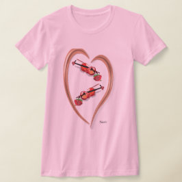 T - Shirt: Frauenherz Violine mit Rose T-Shirt