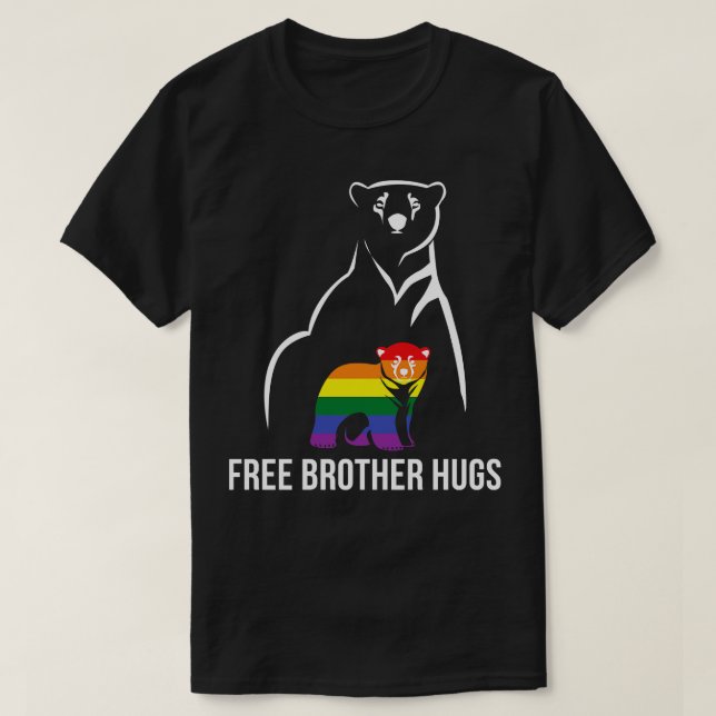 T-shirt Free Brother Hugs Gay pride LGBT Rainbow Men (Design devant)