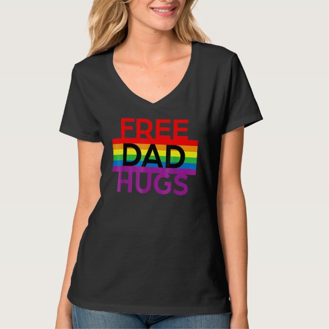 T-shirt Free Dad Hugs Lgbt Pride Social Movement (Devant)
