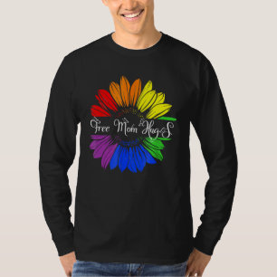 T-shirt Free Mom Hugs Daisy Rainbow Heart Lgbt Pride Mois