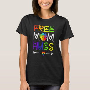 T-shirt Free Mom Hugs Daisy Rainbow Heart Lgbt Pride Mois