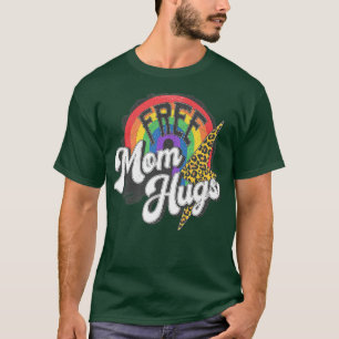 T-shirt Free Mom Hugs Leopard Rainbow Fier Maman LGBT Prid