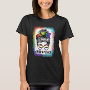 T-shirt Free Mom Hugs Messy Bun Bleached Lgbt Transgender