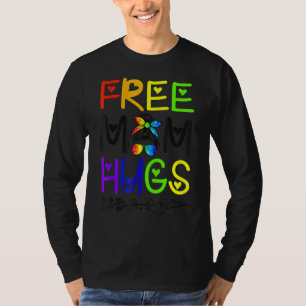 T-shirt Free Mom Hugs Messy Bun Rainbow Lgbt Pride 1
