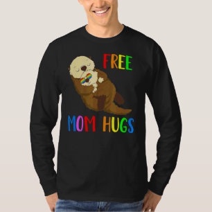 T-shirt Free Mom Hugs Otter Cute Rainbow Flag Gay pride Lg
