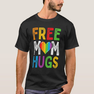 T-shirt Free Mom Hugs Rainbow Heart Lgbt Ally Pride Month 