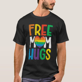 T-shirt Free Mom Hugs Rainbow Heart Lgbt Ally Pride Month 
