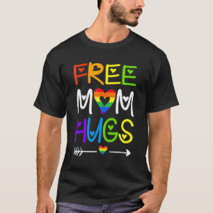 T-shirt Free Mom Hugs Rainbow Heart Lgbt Pride Mois